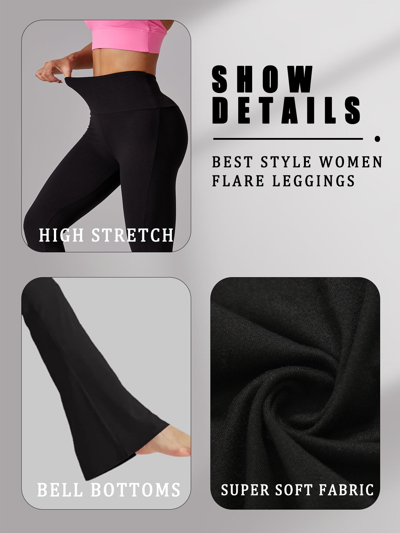 Super Soft Plus Size Flare Pants, High Waisted Tummy Control Leggings, Bootleg Bell Bottoms for Running