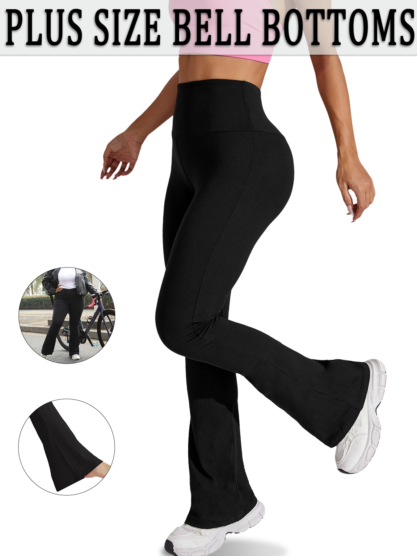 Super Soft Plus Size Flare Pants, High Waisted Tummy Control Leggings, Bootleg Bell Bottoms for Running