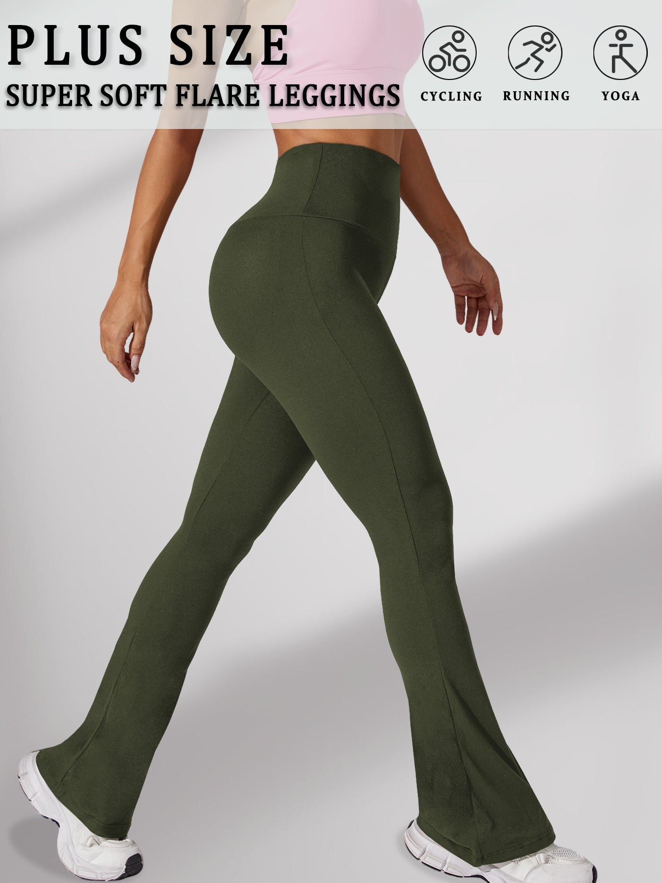 Super Soft Plus Size Flare Pants, High Waisted Tummy Control Leggings, Bootleg Bell Bottoms for Running