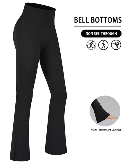 Super Soft Plus Size Flare Pants, High Waisted Tummy Control Leggings, Bootleg Bell Bottoms for Running