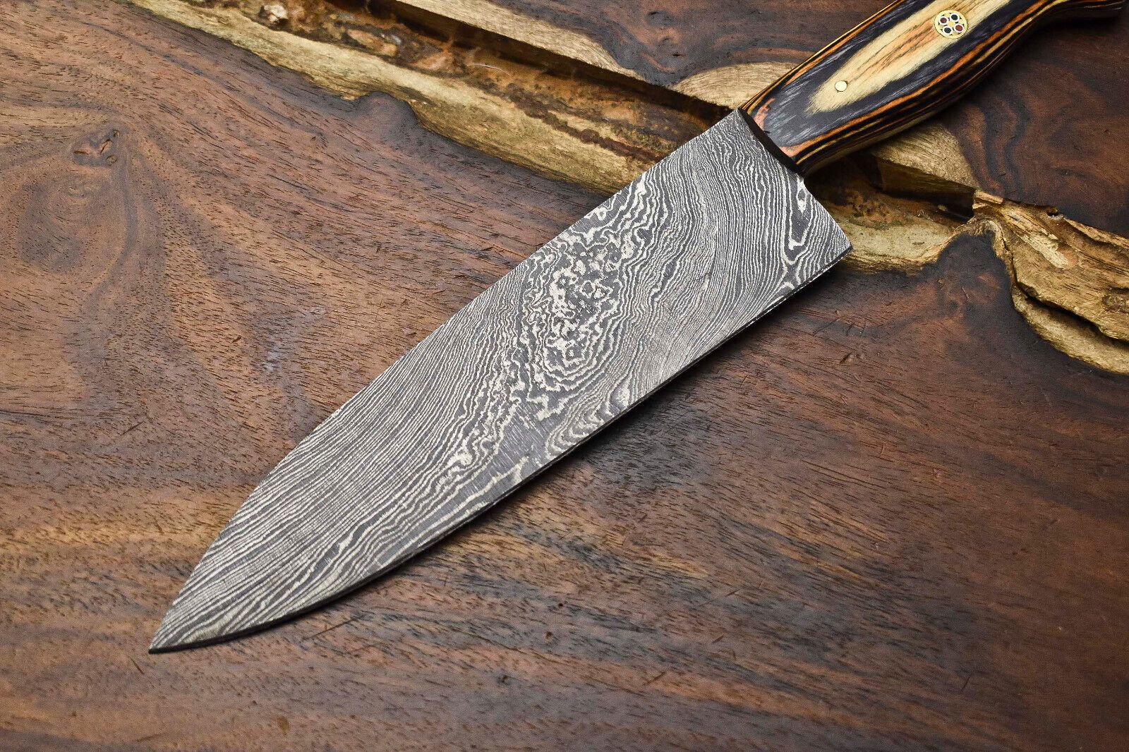 Professional 12 Damascus Steel Chef Knife  Handmade Kitchen Blade 2