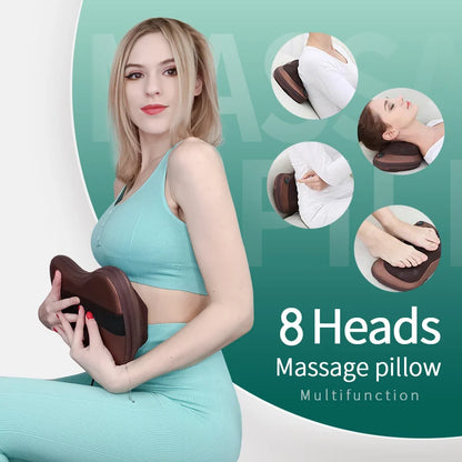 Electric Neck And Back Massager Shiatsu Massage Pillow For Car Or Home Deep Kneading Head Waist Bod 3