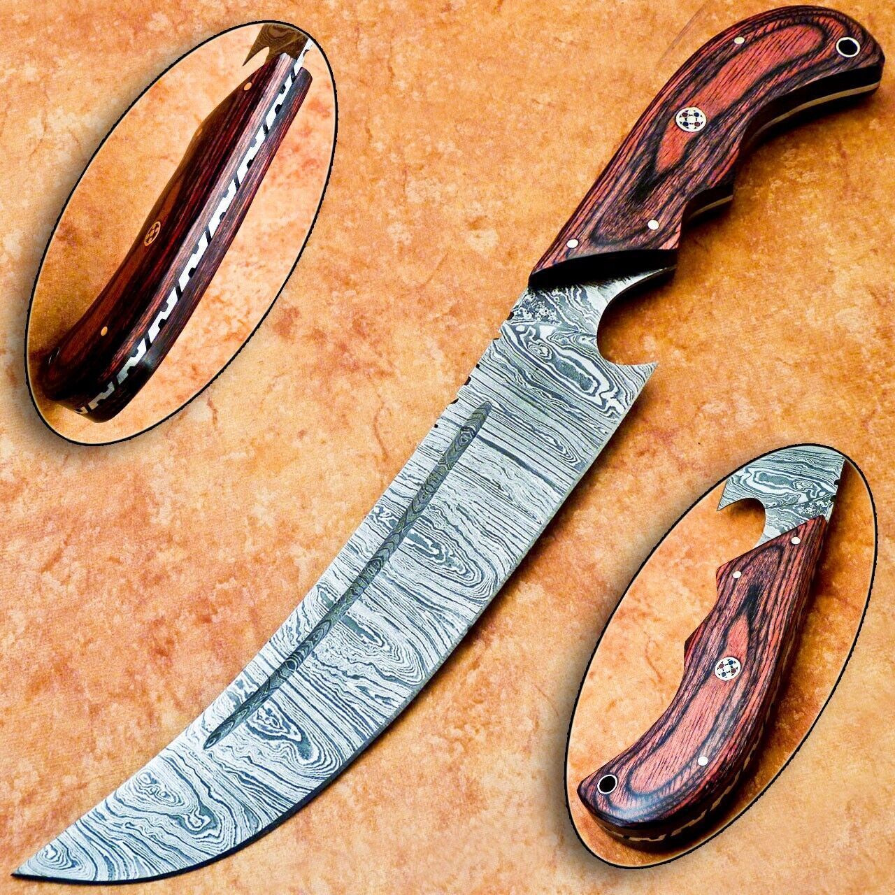 Custom Handmade 12" Damascus Chef Knife | Sharp Kitchen Cooking Blade