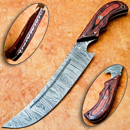 Custom Handmade 12" Damascus Chef Knife | Sharp Kitchen Cooking Blade
