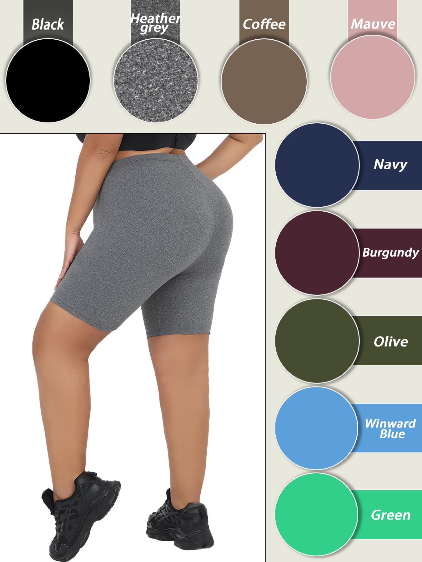 Super Soft Plus Size Biker Shorts For Women, No See Through, Workout, Running, Yoga, Athletic Shorts