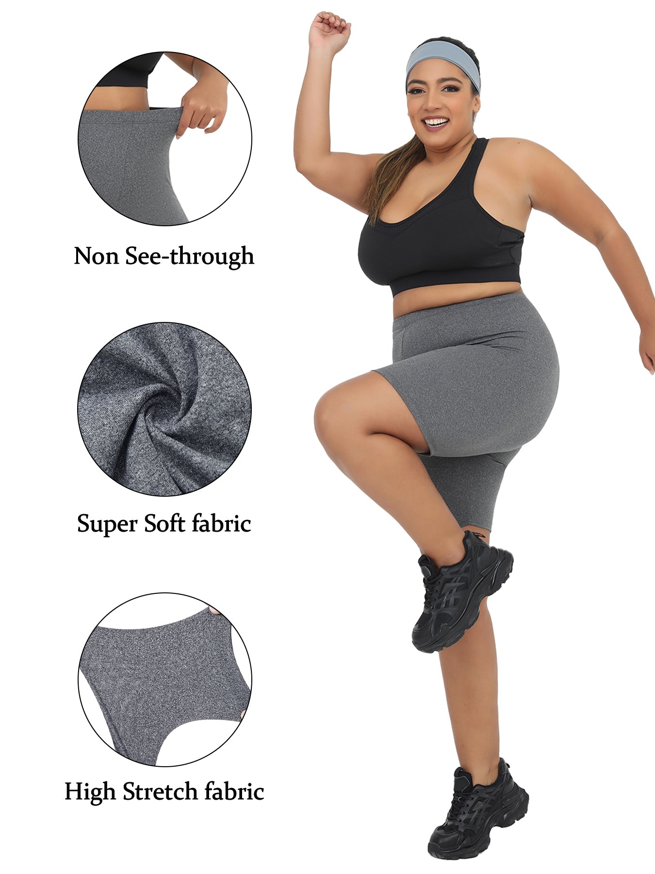 Super Soft Plus Size Biker Shorts For Women, No See Through, Workout, Running, Yoga, Athletic Shorts