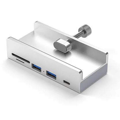 Aluminum TypeC 4Port USB 30 Hub With Phone Holder  Memory Card Reader  Solid MultiDevice Dock 10
