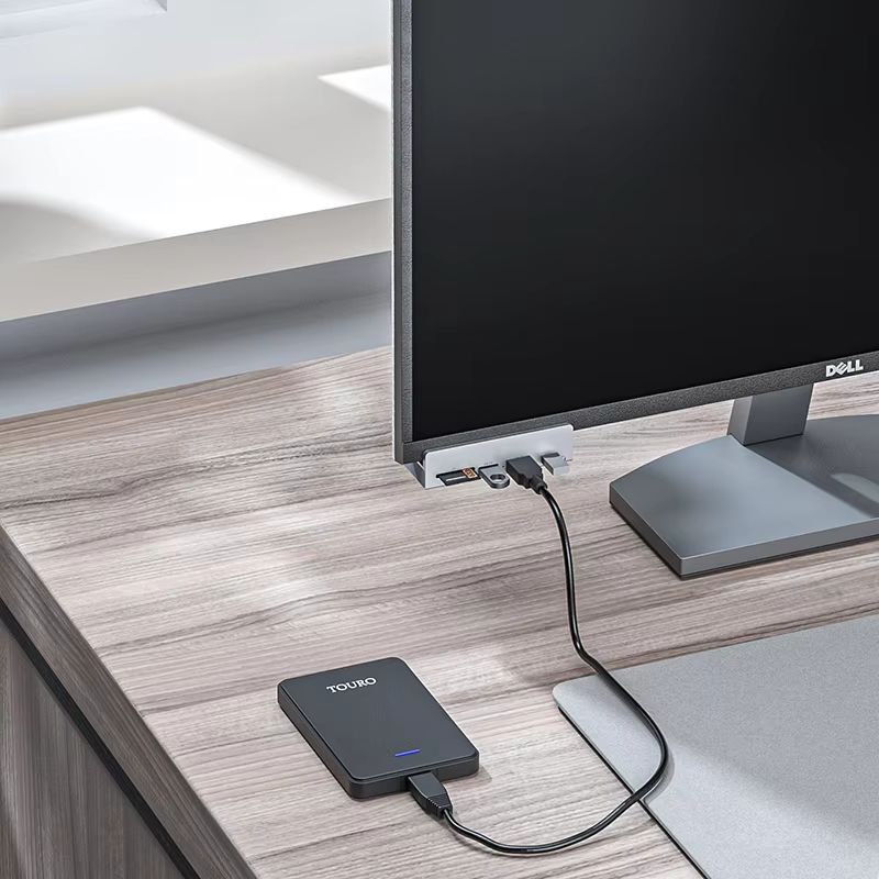 Aluminum TypeC 4Port USB 30 Hub With Phone Holder  Memory Card Reader  Solid MultiDevice Dock 1