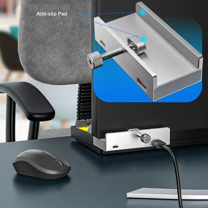 Aluminum TypeC 4Port USB 30 Hub With Phone Holder  Memory Card Reader  Solid MultiDevice Dock 5