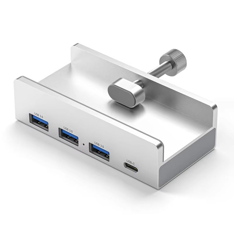 Aluminum TypeC 4Port USB 30 Hub With Phone Holder  Memory Card Reader  Solid MultiDevice Dock 8
