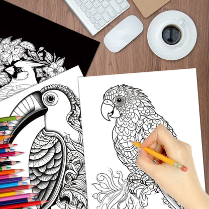 Animal Character Coloring Book Mandala Flowers Stress Relief Relaxation Art 1
