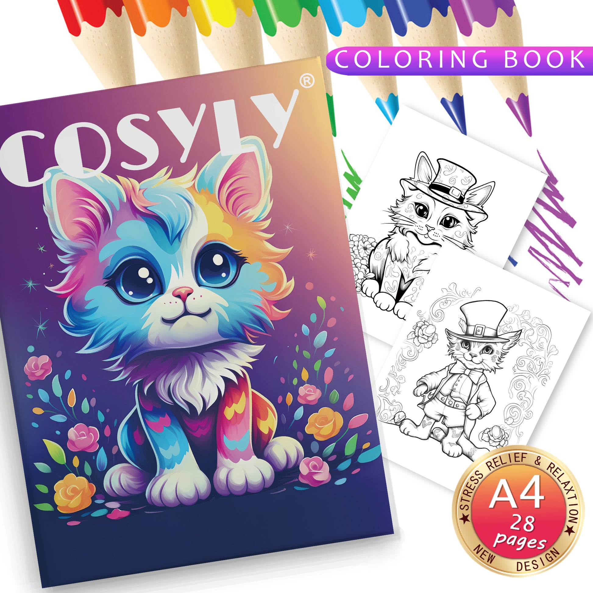 Animal Character Coloring Book Mandala Flowers Stress Relief Relaxation Art 19