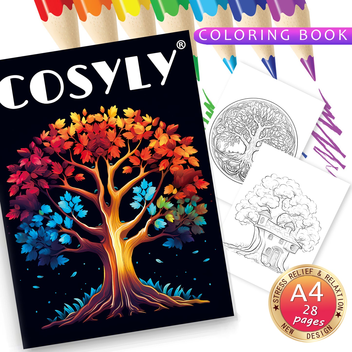 Animal Character Coloring Book Mandala Flowers Stress Relief Relaxation Art 21