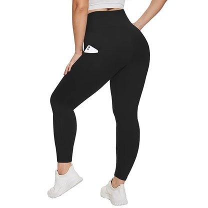 Women's High Waisted Yoga Leggings with Pockets, Plus Size, Butt Lifting Workout Leggings, Elastic Activewear for Gym