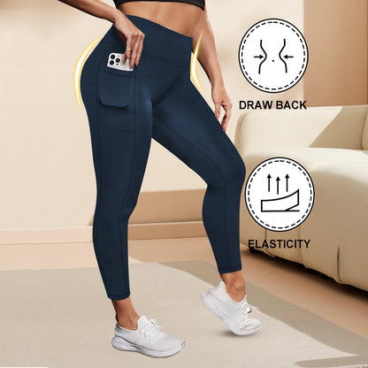 Women's High Waisted Yoga Leggings with Pockets, Plus Size, Butt Lifting Workout Leggings, Elastic Activewear for Gym