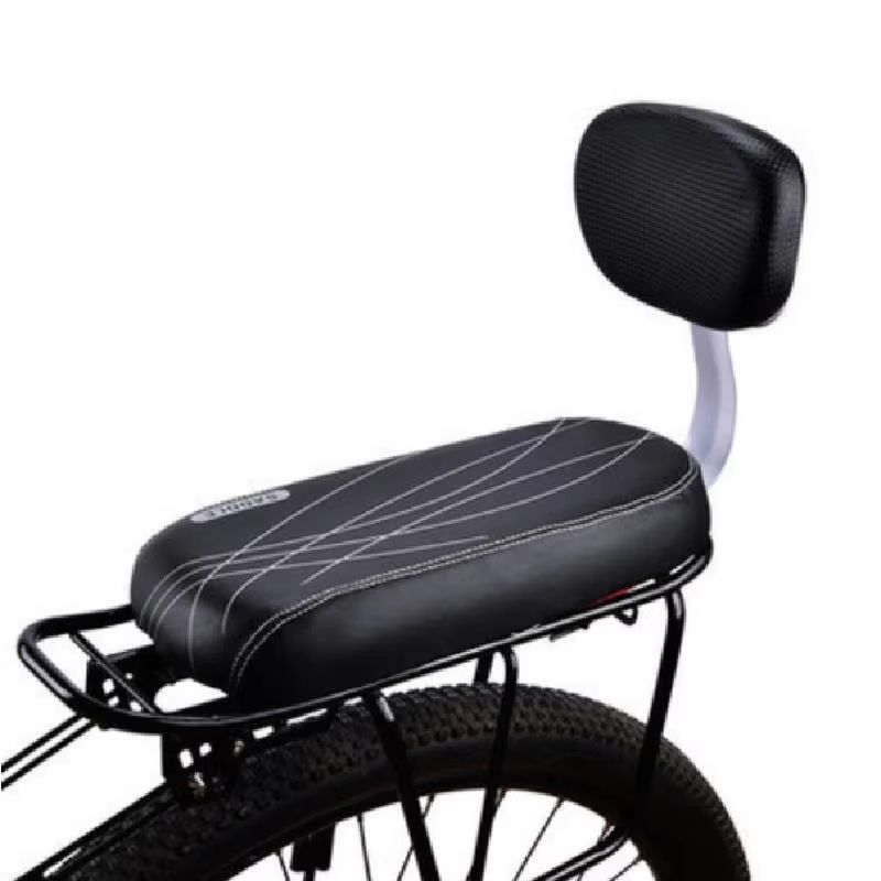 ComfortRide Rear Rack Bike Saddle with Backrest – Padded PU Leather Cushion for Child or Adult Passenger