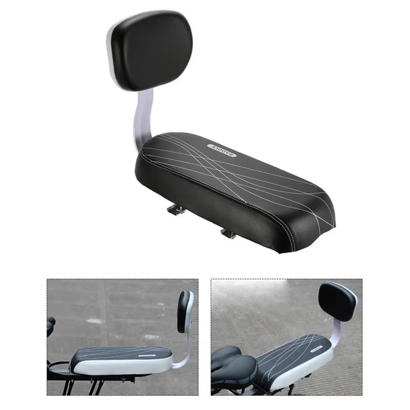 ComfortRide Rear Rack Bike Saddle With Backrest  Padded PU Leather Cushion For Child Or Adult Passe 2