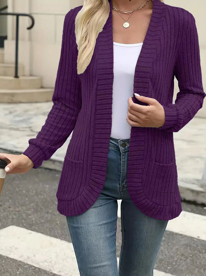 PitStripe Brushed Knit Cardigan Jacket  Womens SolidColor Casual Knit Outerwear 9