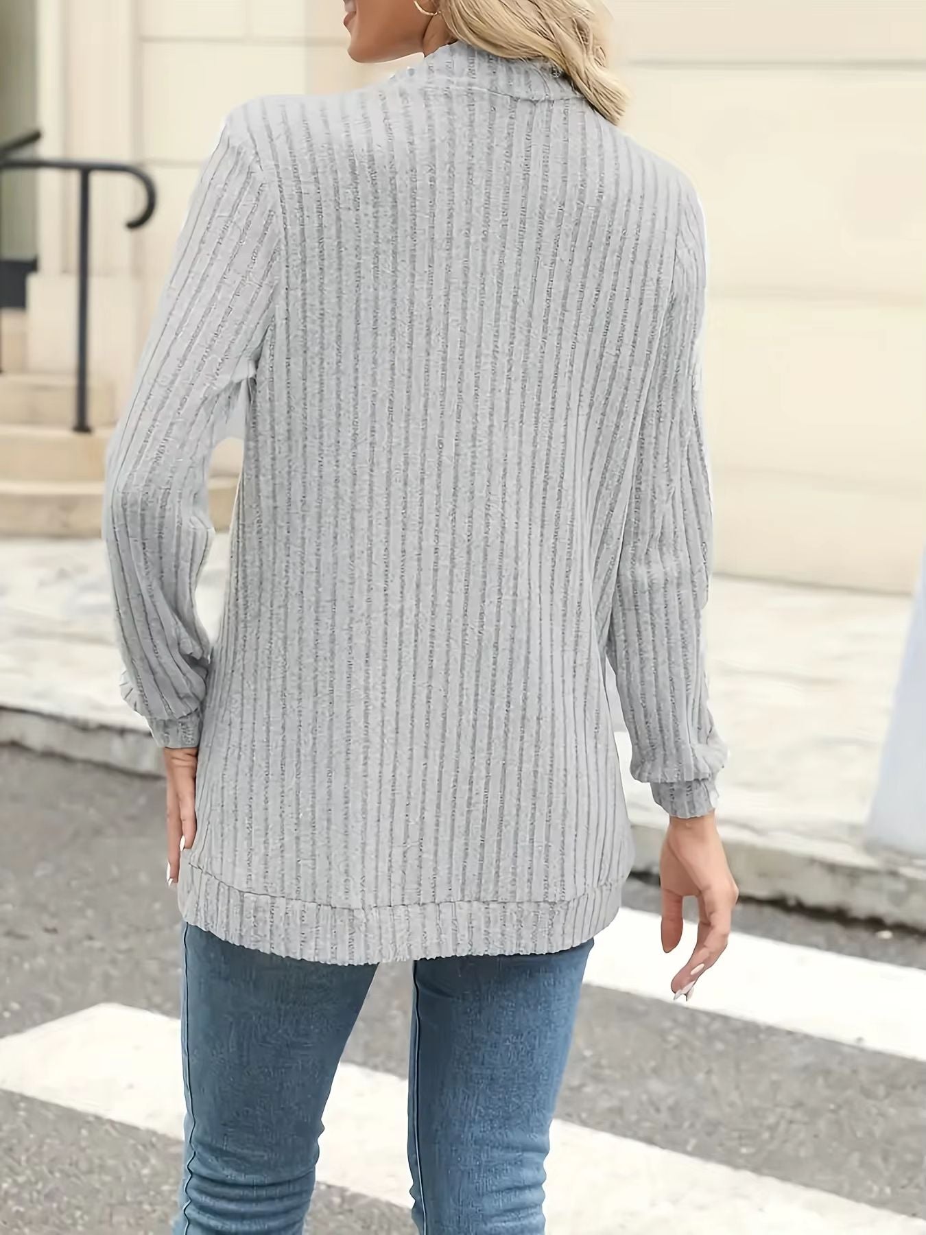 PitStripe Brushed Knit Cardigan Jacket  Womens SolidColor Casual Knit Outerwear 1