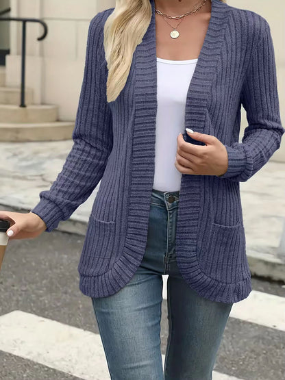 PitStripe Brushed Knit Cardigan Jacket  Womens SolidColor Casual Knit Outerwear 11