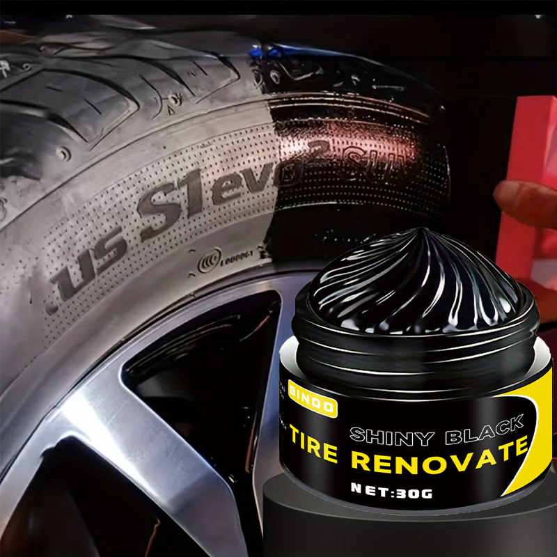 Durable Black Shiny Tire Wax, Long Lasting Protection, Crack Preventer, Tire Shine and Whitening Polish