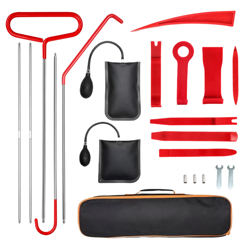 Auto Window Door Open Fixing Kit, Inflatable Air Pump, Car Door Tool Set, Long Reach Tools with Carrying Bag