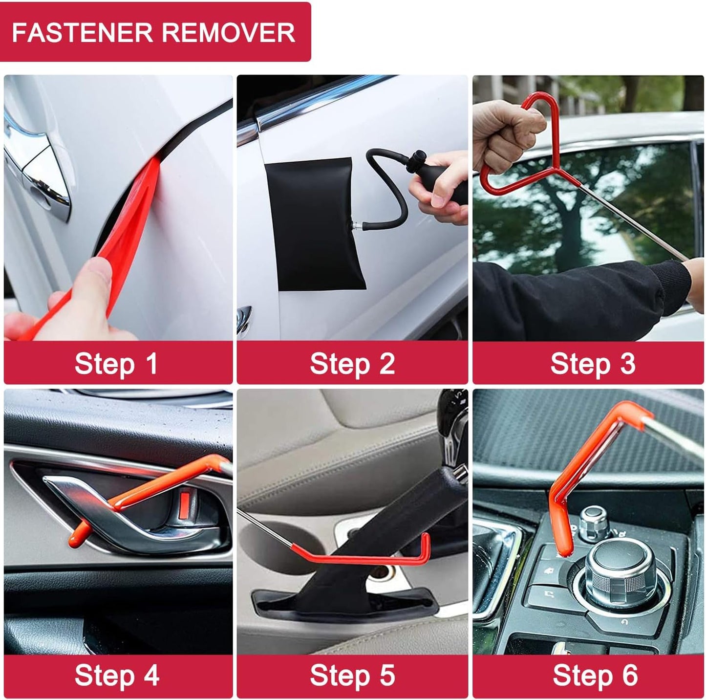 Auto Window Door Open Fixing Kit, Inflatable Air Pump, Car Door Tool Set, Long Reach Tools with Carrying Bag