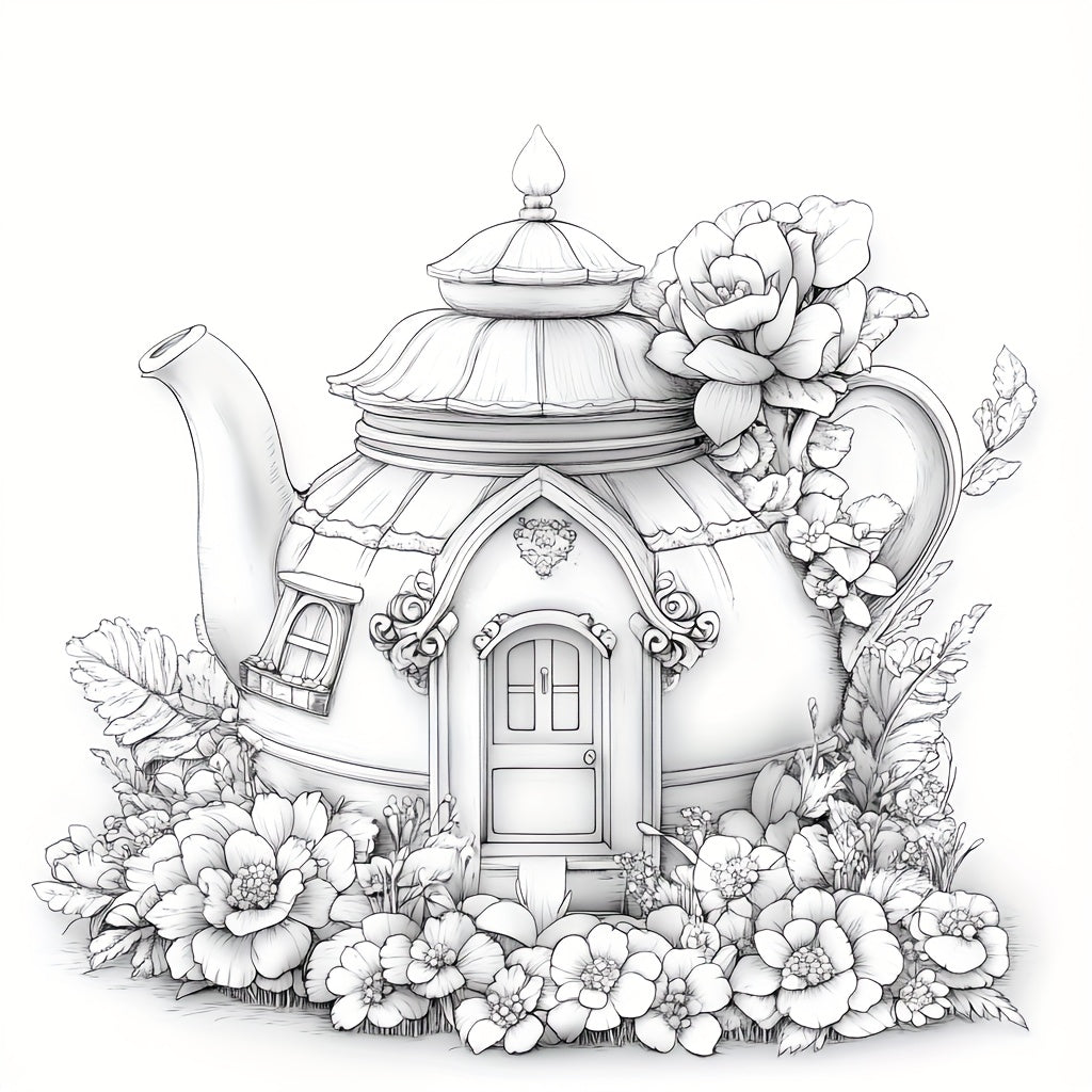 Dreamy Teapot House Coloring Book For Adult Premium Drawing Supplies Unique Birthday Party Gift 2