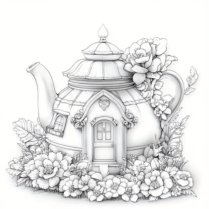 Dreamy Teapot House Coloring Book For Adult Premium Drawing Supplies Unique Birthday Party Gift 2