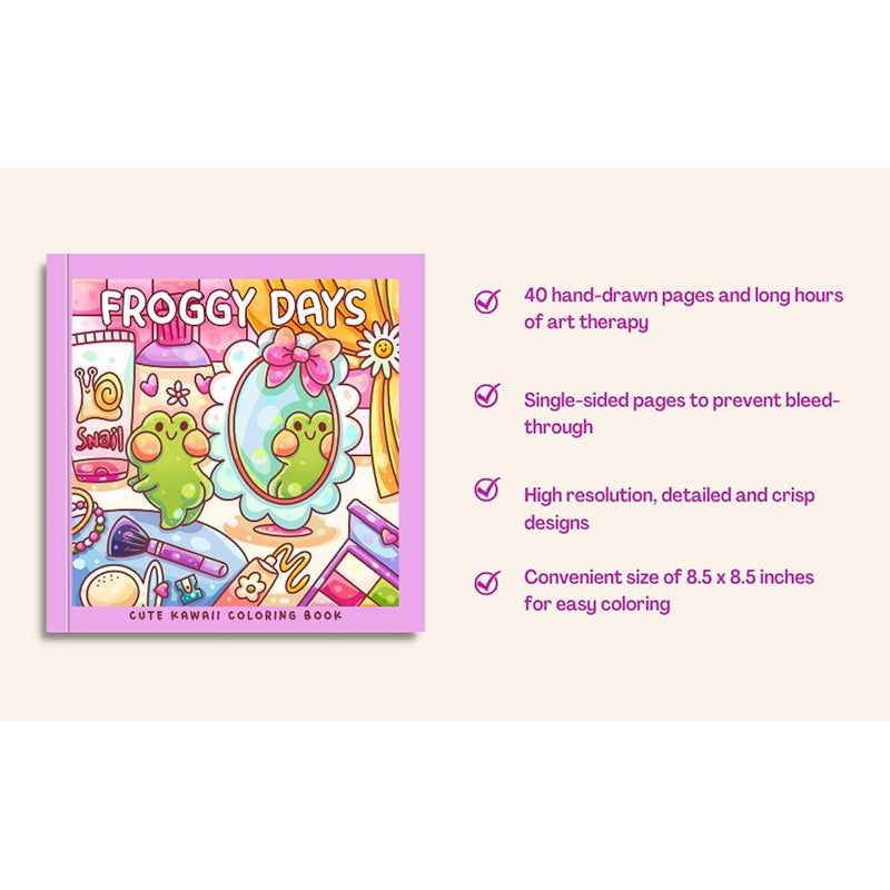 Froggy Days, Frog Coloring Book, Adorable Frog Adventures, Relaxing Coloring for All Ages, Stress Relief