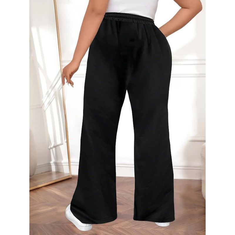 New Womens Plus Size Pants Casual Fashion Drawstring Versatile Solid Color Commuter Pants For Sprin 1
