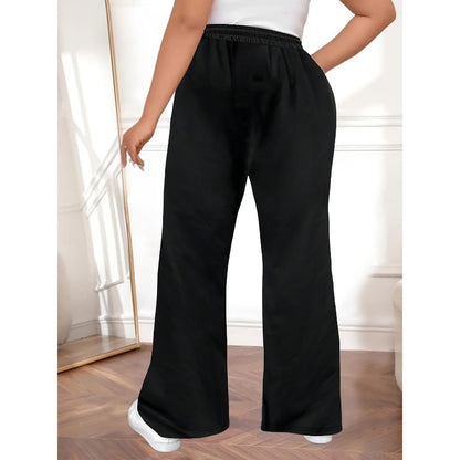 New Womens Plus Size Pants Casual Fashion Drawstring Versatile Solid Color Commuter Pants For Sprin 1