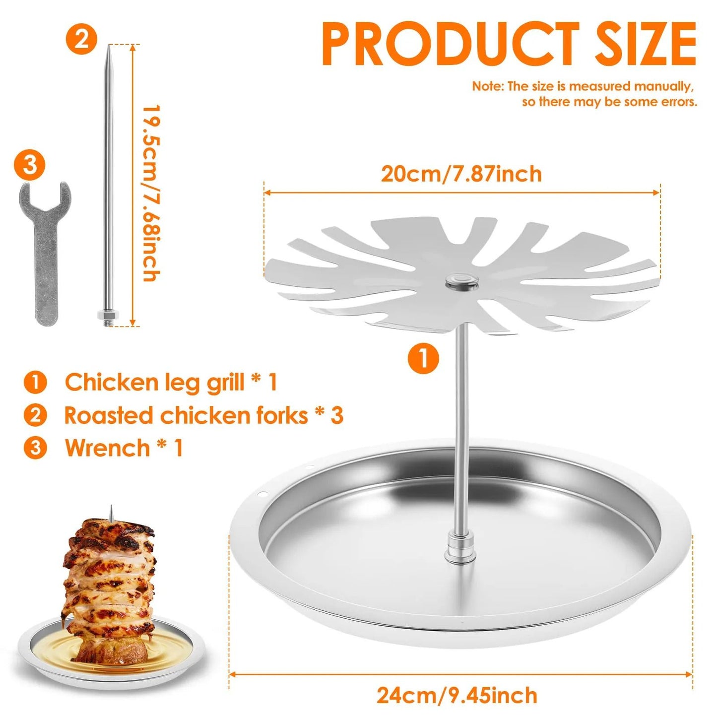 Al Pastor Vertical Barbecue Skewer Stand With Stainless Steel Tray 6