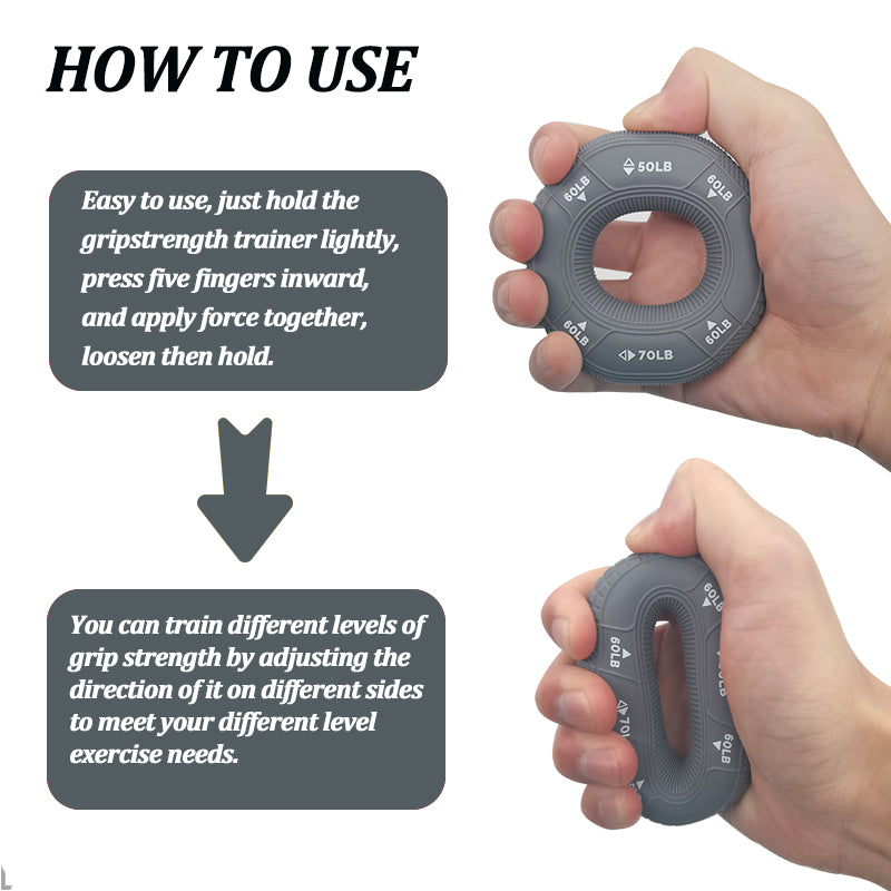 Finger Forearm Trainer, Silicone Hand Grip, Adjustable Arm Strength Exerciser, Fitness Gym Carpal Expander Ring