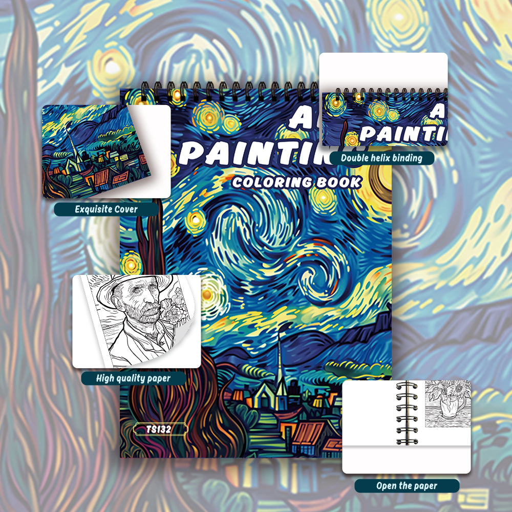 Spiral Coloring Book for Adults, Thick Paper for No Bleed, Stress Relief Art Therapy, Ideal Halloween Gift and Christmas