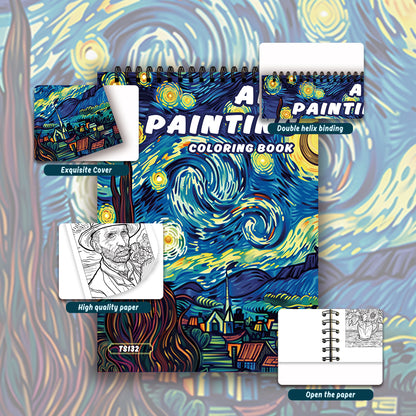Spiral Coloring Book for Adults, Thick Paper for No Bleed, Stress Relief Art Therapy, Ideal Halloween Gift and Christmas