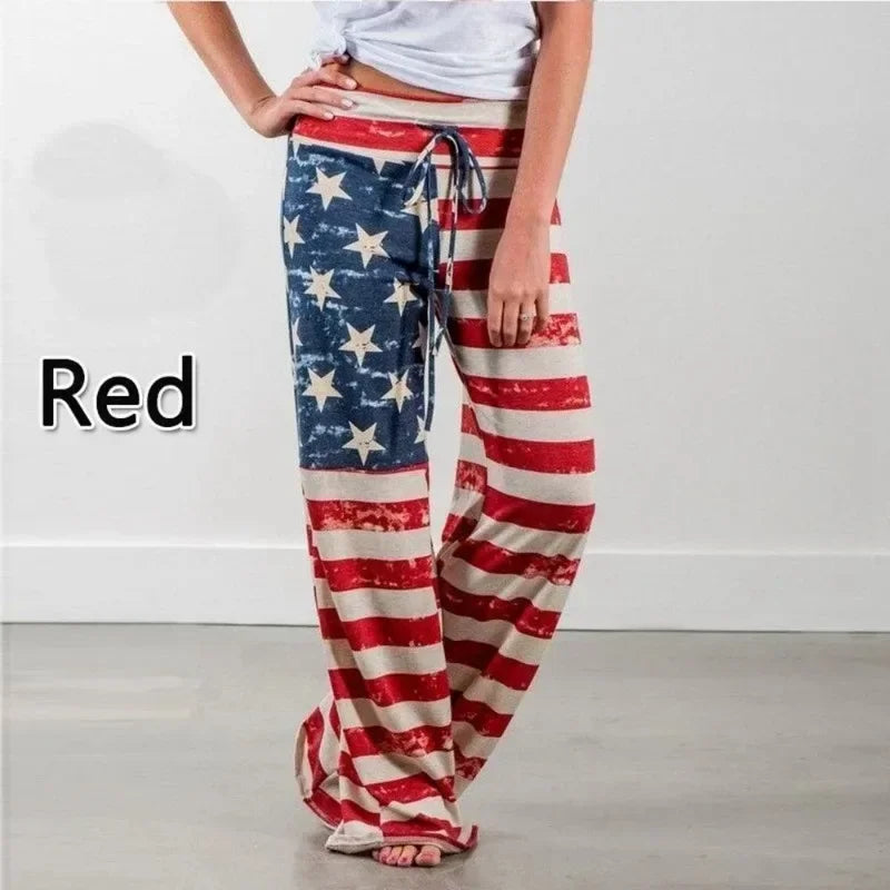 Women's Loose Fit Lounge Pants, Stretch Yoga Pants, Casual Wide Leg Printing Pajama Pants with Drawstring