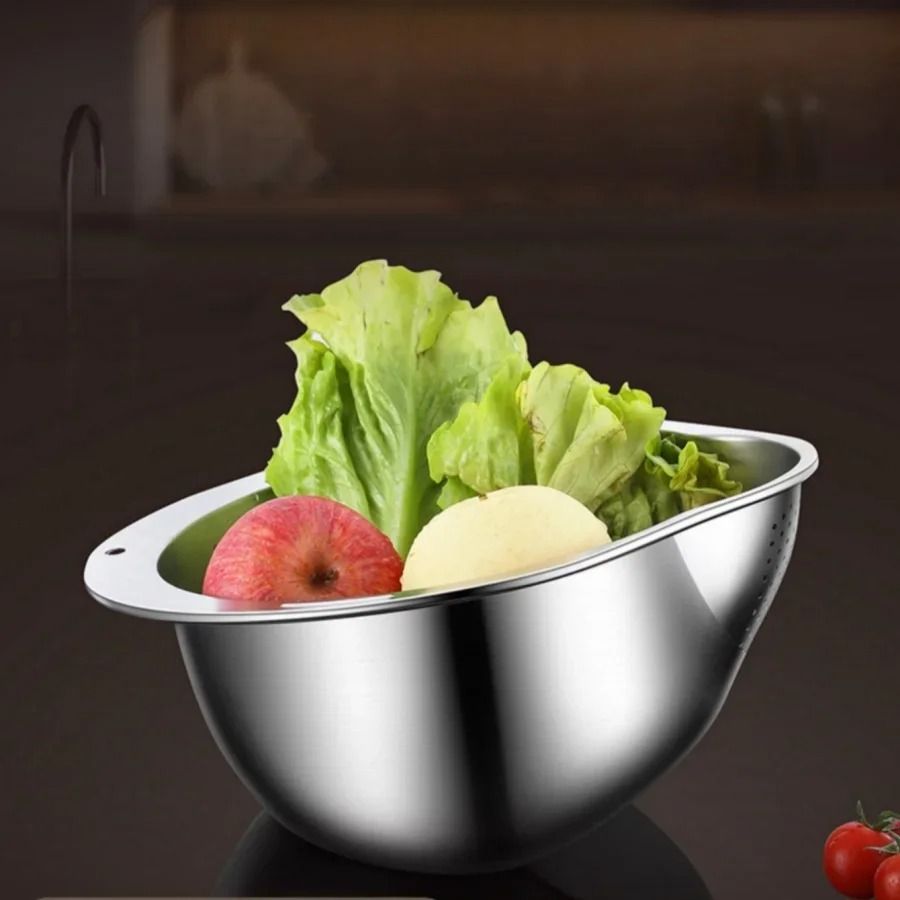 Stainless Steel Rice Washer Strainer Bowl For Washing Rice Fruits And Vegetables 4