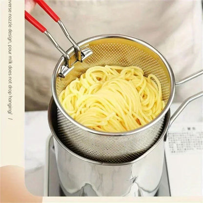 Stainless Steel Fryer With Basket And Strainer Small Oil Pot For French Fries Chicken Wings 3