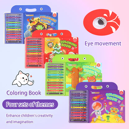 Childrens Coloring Book Set, Drawing Book with Colorful Crayon, Christmas, Halloween, Animal, Space Edition