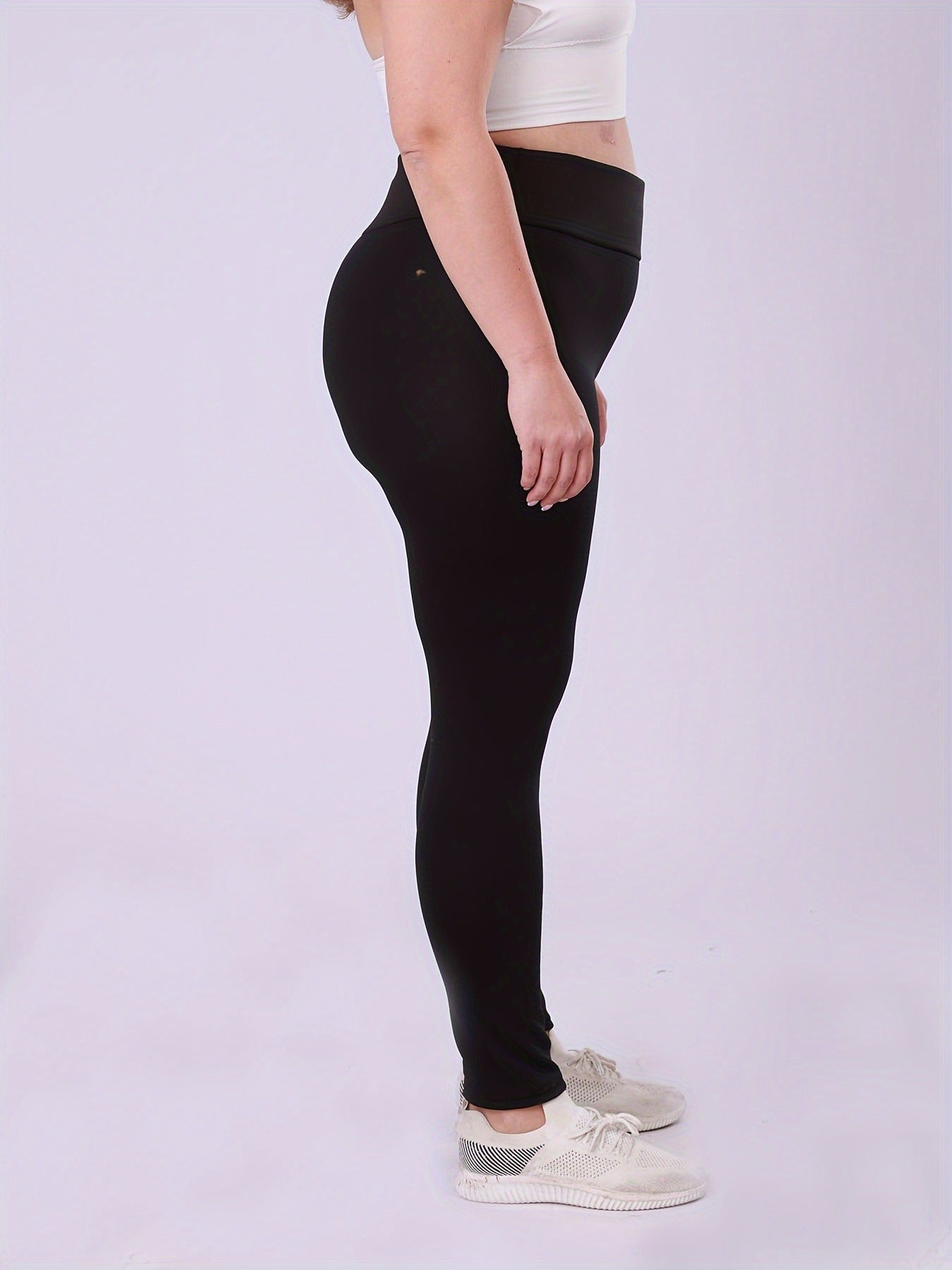 Warm Plus Size Leggings, High Waisted Fleece Lined, Thick Stretchy Long Pants for Cold Weather