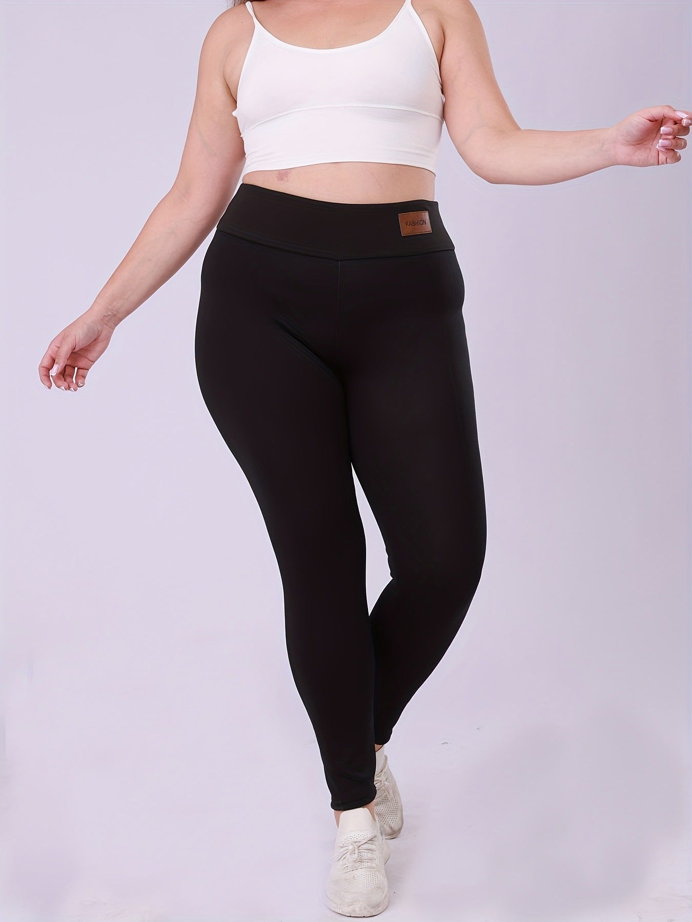 Warm Plus Size Leggings, High Waisted Fleece Lined, Thick Stretchy Long Pants for Cold Weather