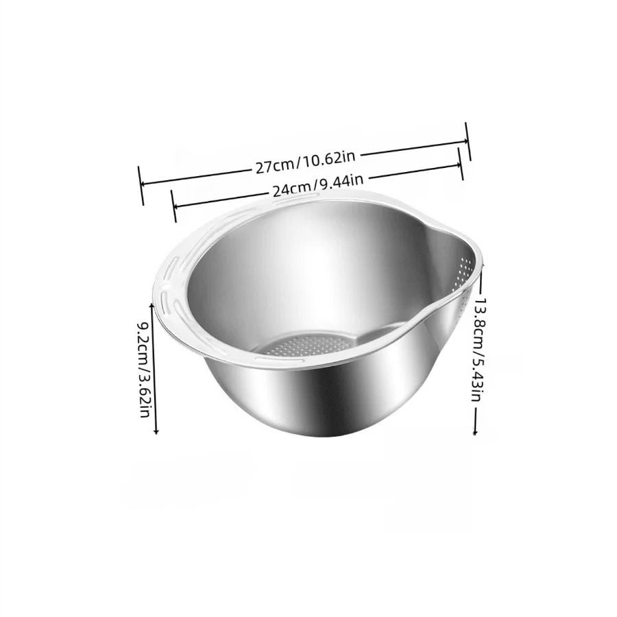 Stainless Steel Rice Washing Bowl And Strainer For Fruits And Vegetables 3
