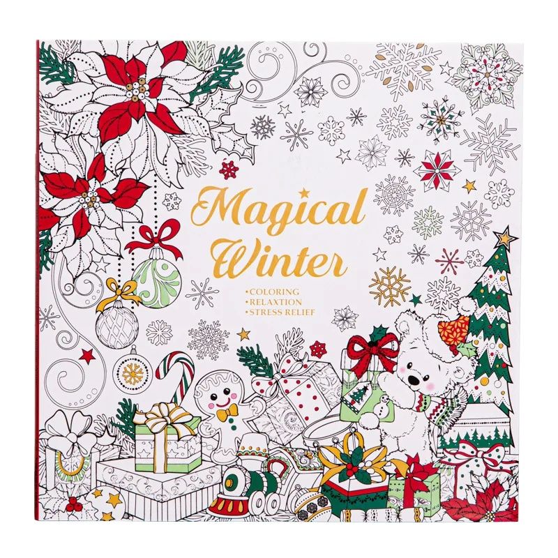 Magical Winter Coloring Book For Adults Christmas Theme Stress Relief Graffiti Painting Drawing Boo 2