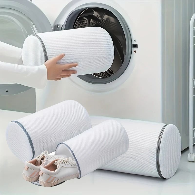 Durable Mesh Shoe and Laundry Washing Bag with Zipper Closure