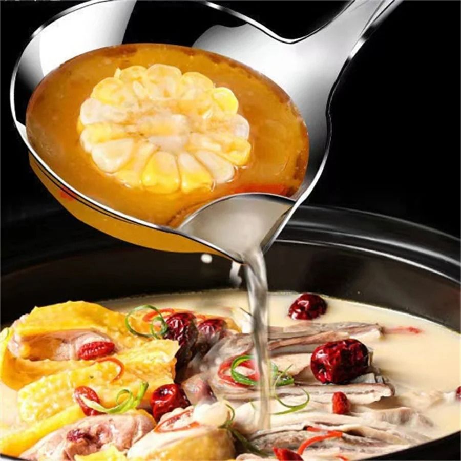 Stainless Steel Soup Oil Separator Ladle Skimmer Spoon for Kitchen
