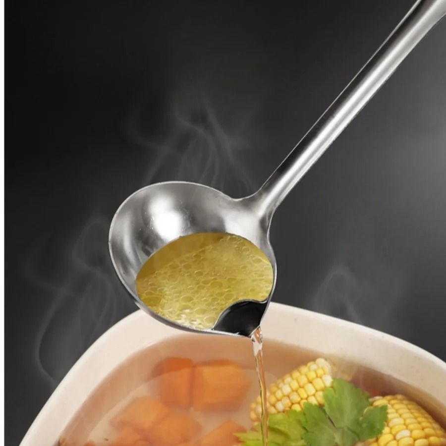 Stainless Steel Soup Oil Separator Ladle Skimmer Spoon For Kitchen 6