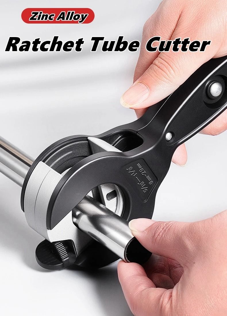 Ratcheting Tubing Cutter for Metal and Plastic Pipes