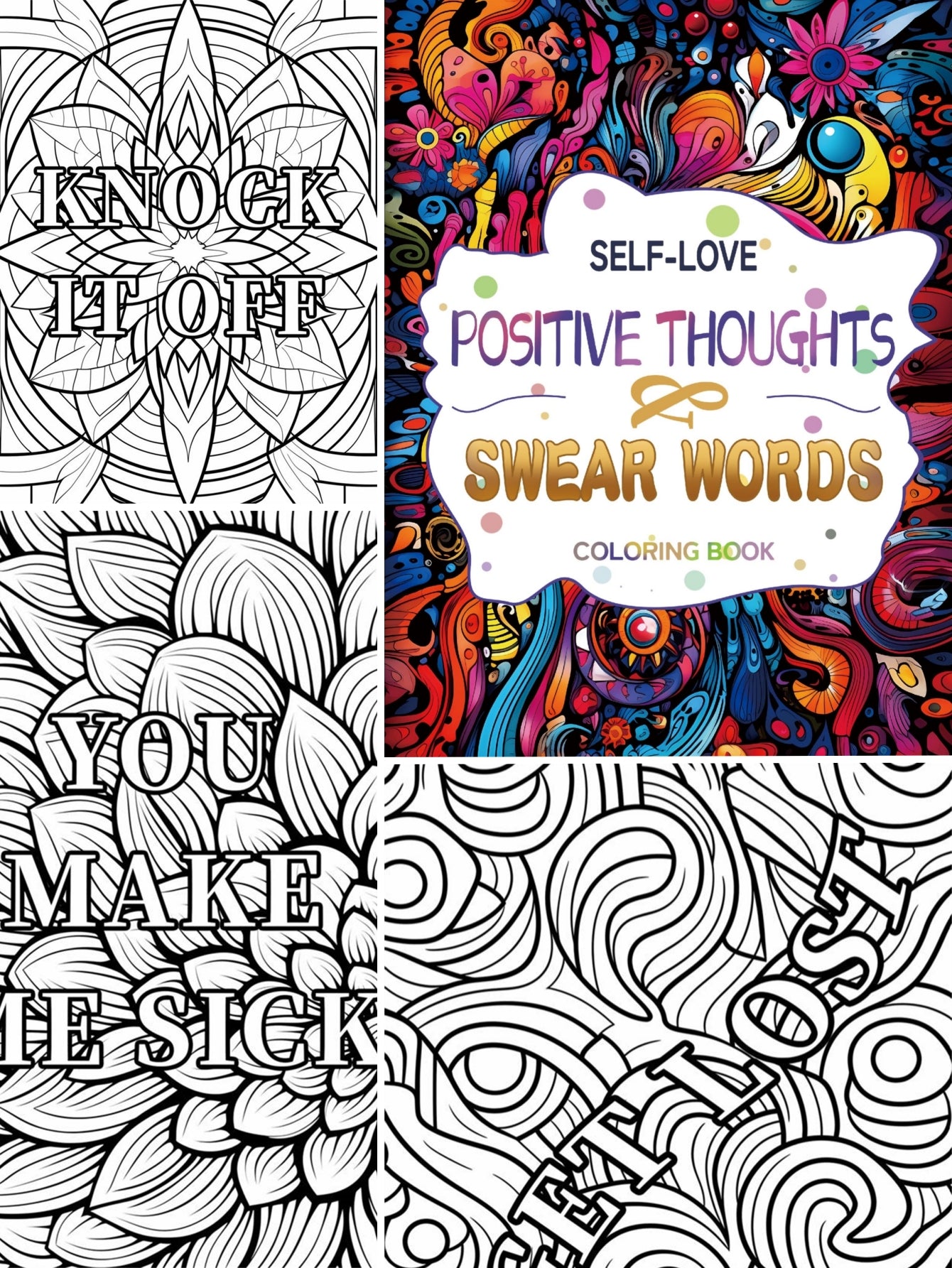 Original Positive Thoughts Art Coloring Book, Upgraded Thickened Paper, Gift for Holiday and Birthday