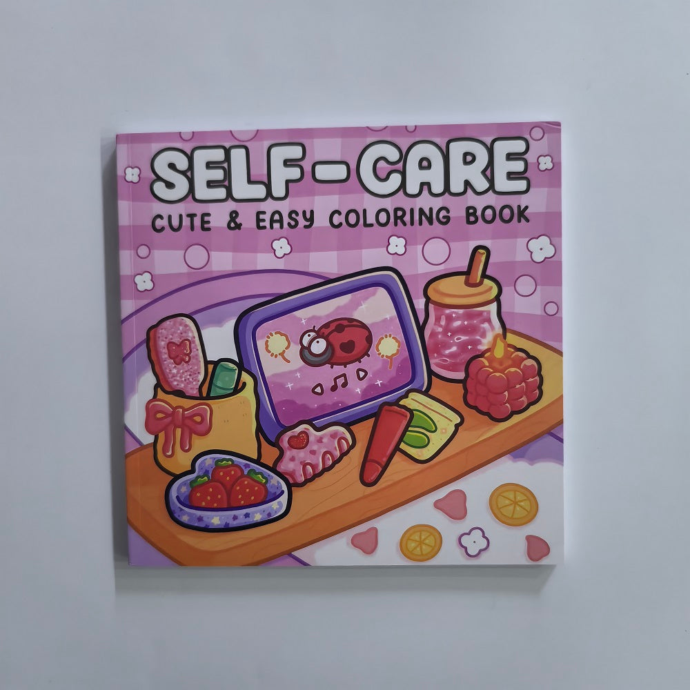 Stress Relief Drawing Book, Self Care Coloring Book for Adults, with Cute and Easy Illustrations, Perfect Gift